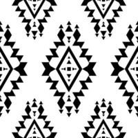 naadloos herhaling meetkundig etnisch patroon. aztec en Navajo tribal abstract vector stijl in zwart en wit kleuren. ontwerp voor kleding stof, textiel, ornament, afdrukken, interieur, tapijt.