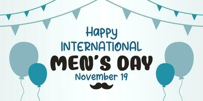 Internationale Mannen dag banier, vlak stijl vector. ontwerp voor banier, poster, folder, groet kaart, sociaal media, web. vector
