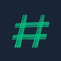 hashtags, vector groen label pictogrammen Aan wit achtergrond. hand- getrokken vector illustratie