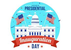 Verenigde Staten van Amerika presidentieel inauguratie dag vector illustratie januari 20 met Capitol gebouw Washington gelijkstroom en Amerikaans vlag in achtergrond ontwerp