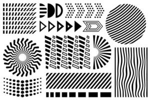 zwart en wit meetkundig texturen en ontwerp elementen. Memphis reeks 90's abstract minimalistisch meetkundig vormen, vormen en texturen. vector