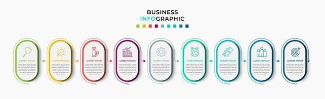 infographic zakelijke ontwerpsjabloon met pictogrammen en 9 opties of stappen vector