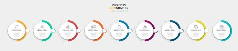 infographic zakelijke ontwerpsjabloon met pictogrammen en 9 opties of stappen vector