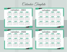 gemakkelijk kalender reeks voor 2024-2027 jaren bewerkbare landschap vector kalender sjabloon