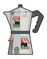 vector illustratie van geiser koffie machine gebouw.