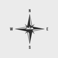 kompas berg logo wijnoogst vector illustratie sjabloon icoon grafisch ontwerp