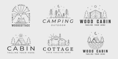 reeks van huisje camping logo lijn kunst wijnoogst vector illustratie sjabloon icoon grafisch ontwerp