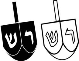 hannukah dreidel icoon. Chanoeka teken. hout dreidel speelgoed- cultuur traditioneel symbool. hout dreidel speelgoed- cultuur. vlak stijl. vector