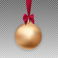 gouden kerstbal met bal en lint vector