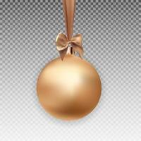 gouden kerstbal met bal en lint vector