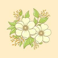 kleurrijk 2d bloemen boeket schoonheid wit bloem illustratie vector