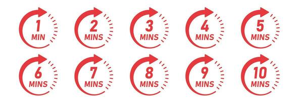 van 1 miniet naar 10 minuten Aan stopwatch icoon in vlak stijl. klok gezicht timer vector illustratie Aan geïsoleerd achtergrond. countdown teken bedrijf concept.