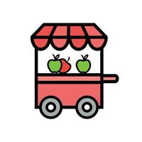 fruit winkel icoon vector illustratie. fruit winkel lineal kleur icoon