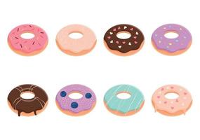 set van vector gekleurde donuts met glas.