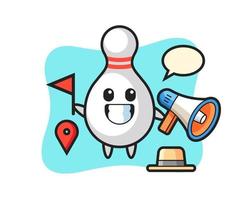 karakter cartoon van bowling pin als gids vector