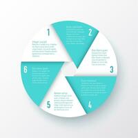 zes stappen in een cirkel infographic sjabloon vector