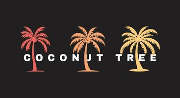 zonsondergang palmen toneel- kokosnoot boom vector illustratie