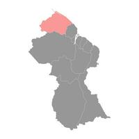 barima waini regio kaart, administratief divisie van guyana. vector illustratie.