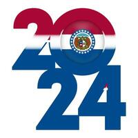 2024 banier met Missouri staat vlag binnen. vector illustratie.