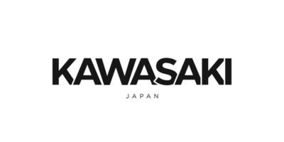 kawasaki in de Japan embleem. de ontwerp Kenmerken een meetkundig stijl, vector illustratie met stoutmoedig typografie in een modern lettertype. de grafisch leuze belettering.