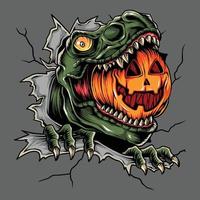 halloween t rex hoofd eet halloween pompoen vector