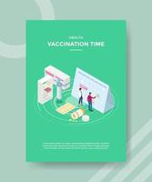 gezondheid vaccinatie tijd mensen staan vooraan kalender vector