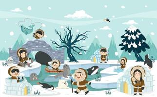 inuit winter arctisch noorden pool vector