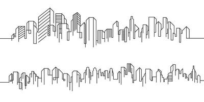 stad gebouw lijn kunst vector illustratie sjabloon