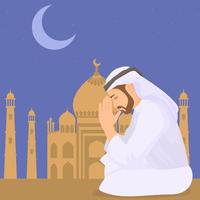 moslim man bidden in ramadan vector