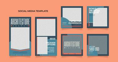 sociale media sjabloon banner huis architectuur service promotie vector