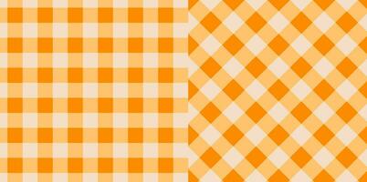 katoenen stof geruit plaid patroon in oranje gebruik voor tafelkleed, geschenk papier, servet, deken, sjaal, textiel en enz. vector