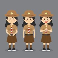 Indonesisch pramuka-personage met expressie vector