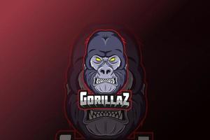 hoofd gezicht boos gorilla e sport logo vector