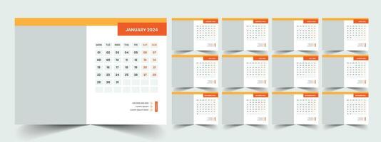 bureau kalender 2024 sjabloon ontwerp, kantoor kalender 2024 vector