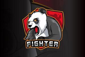 boze panda e sport en sportmascotte logo-ontwerp vector