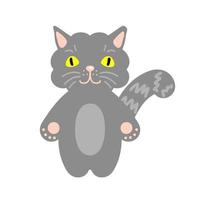 hand getekend vectorillustratie grijze kat. vector