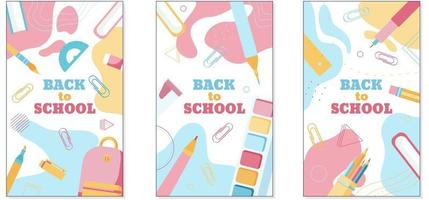 terug naar school banners concept in pastel vlakke stijl vector