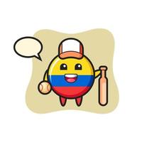 stripfiguur van de vlag van Colombia als honkbalspeler vector