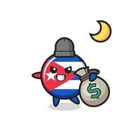 illustratie van Cuba vlag badge cartoon is het geld gestolen vector