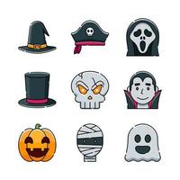 halloween kostuum partij icon set vector