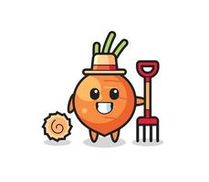 mascotte karakter van wortel als boer vector