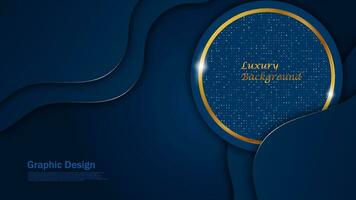 goud cirkel met schitteren en blauw achtergrond, luxe kromme grafisch, premie abstract decoratie vector