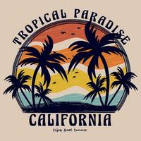 Californië tropisch vakantie paradijs strand gevoel. eindeloos zomer. zomer mooi zo gevoel grafisch afdrukken ontwerp voor t overhemd afdrukken, poster, sticker, achtergrond. vector