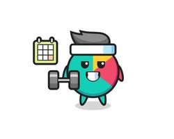 grafiek mascotte cartoon fitness doen met dumbbell vector