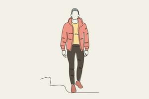 kleur illustratie van een Mens vervelend winter kleren vector