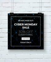 cyber maandag uitverkoop poster mockup vector