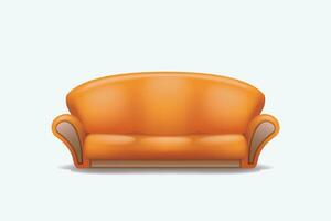oranje sofa voorkant visie vector