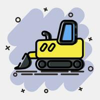 icoon bulldozer met spoor. zwaar uitrusting elementen. pictogrammen in grappig stijl. mooi zo voor afdrukken, affiches, logo, infografieken, enz. vector