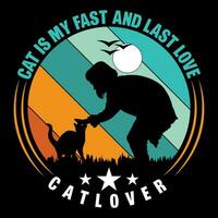 zwart kat modieus t-shirt ontwerp vector