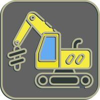 icoon aarde boren graafmachine. zwaar uitrusting elementen. pictogrammen in reliëf stijl. mooi zo voor afdrukken, affiches, logo, infografieken, enz. vector